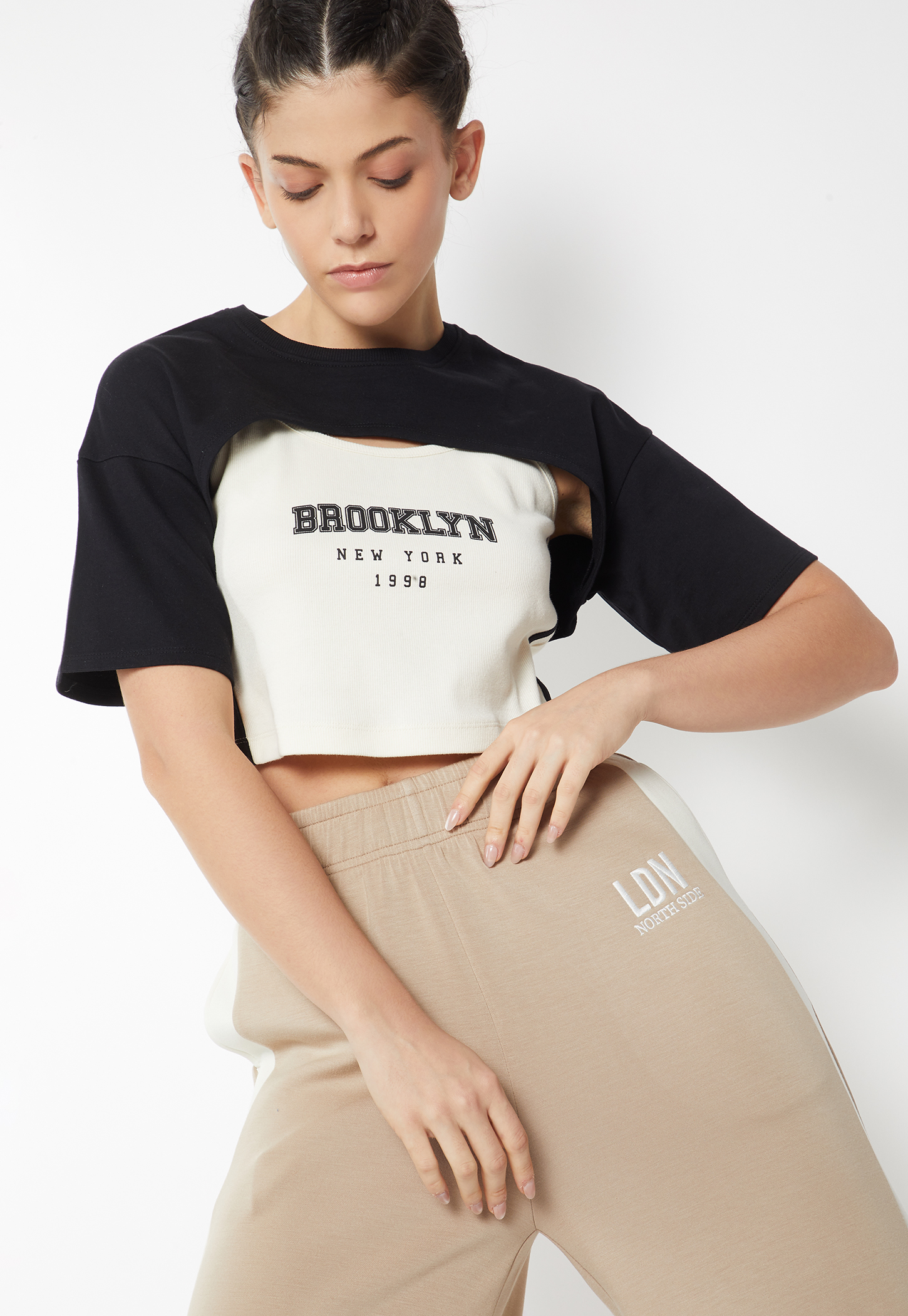 Women Printed Layered Sports T-shirt with Camisole-picture-46