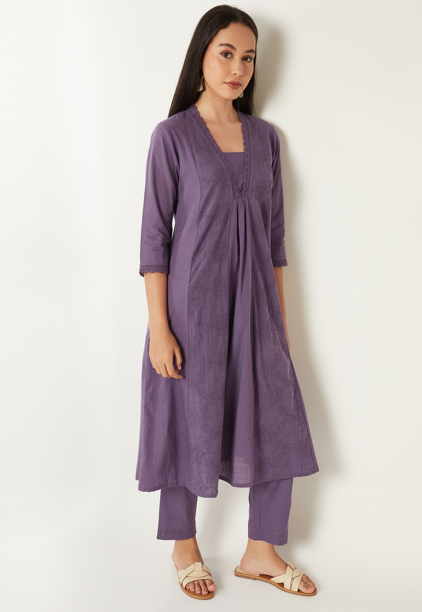 Women Embroidered Kalidar Kurta Set-picture-46