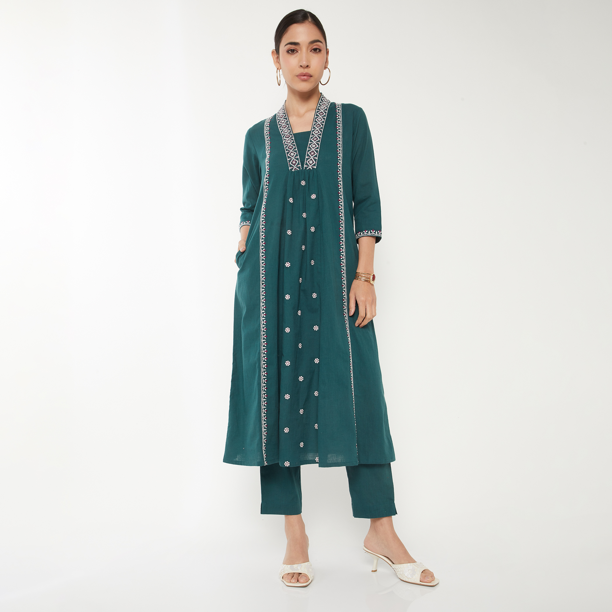 Women Embroidered A-Line Kurta Set-picture-26