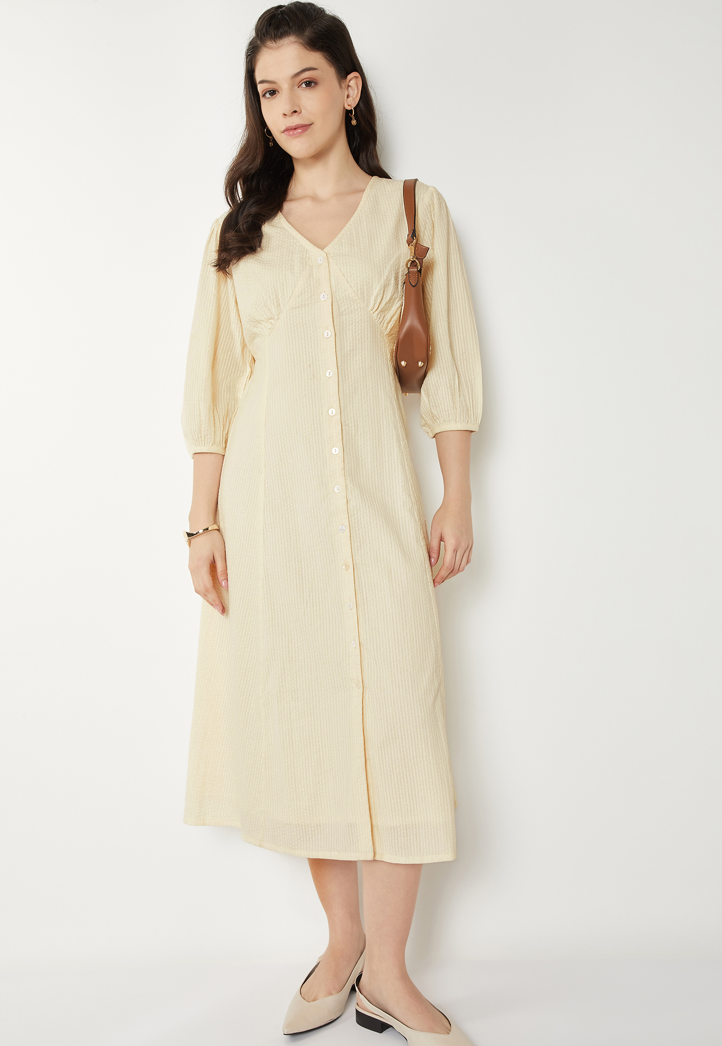 Textured A-line Dress-image-3