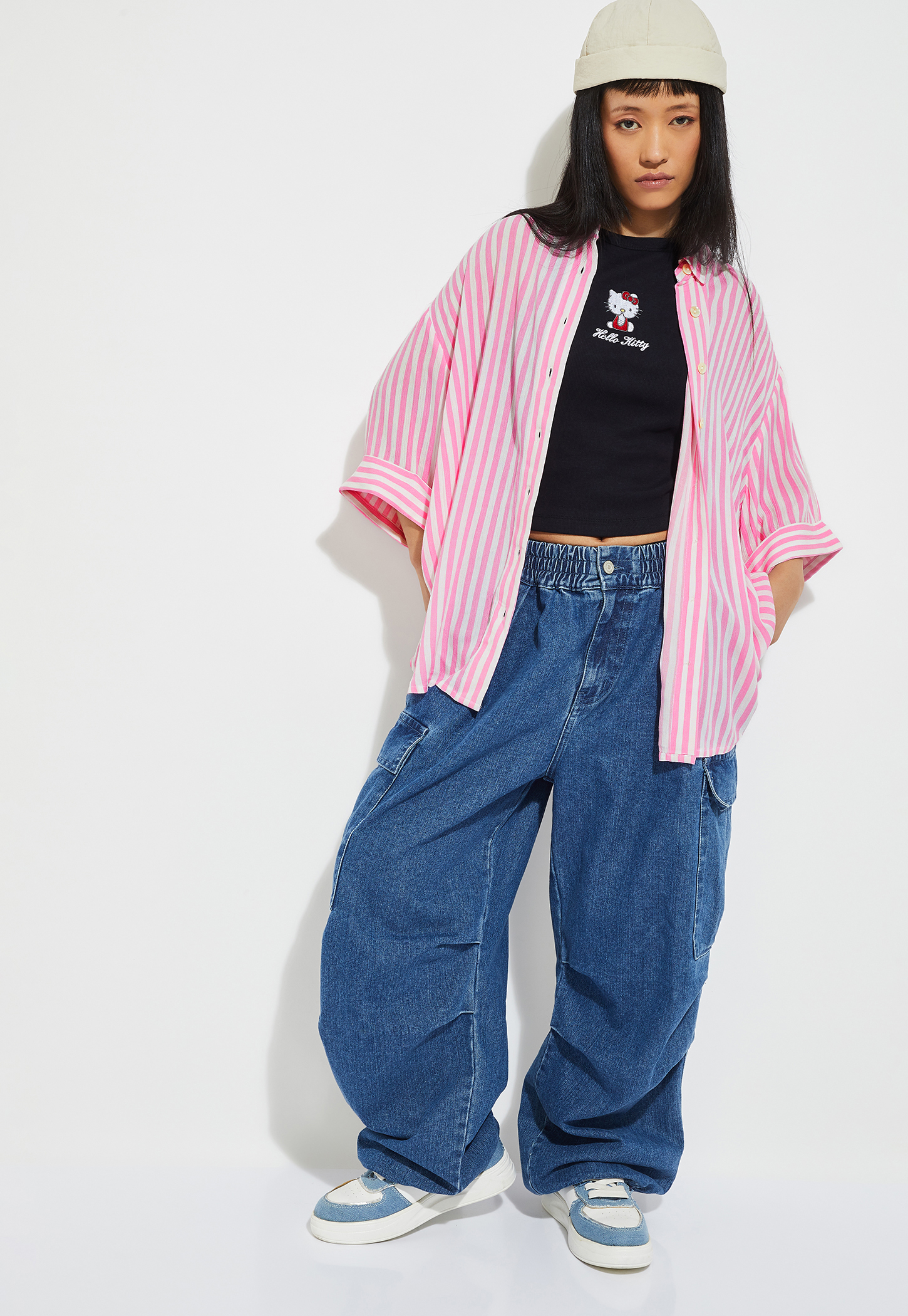 ALAYA F x URB_N Women Striped Oversized Shirt