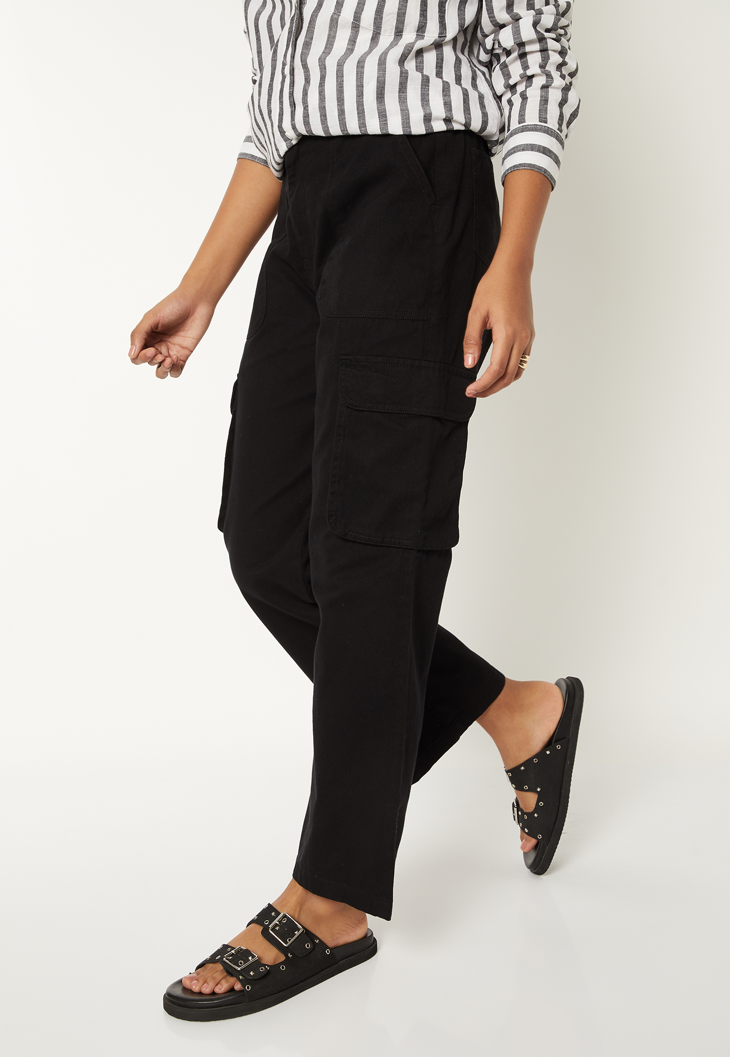 Women Solid Cargo Jeans-picture-37