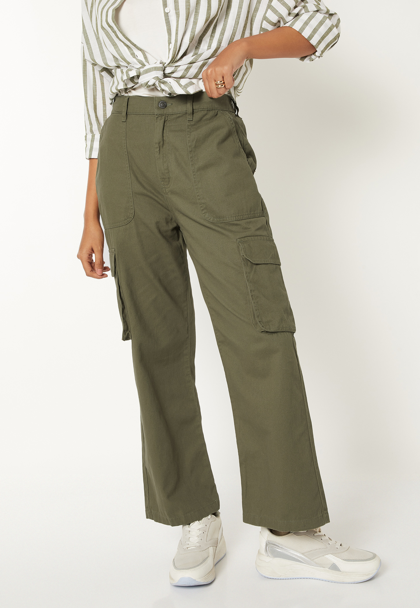 Women Solid Cargo Jeans-picture-36