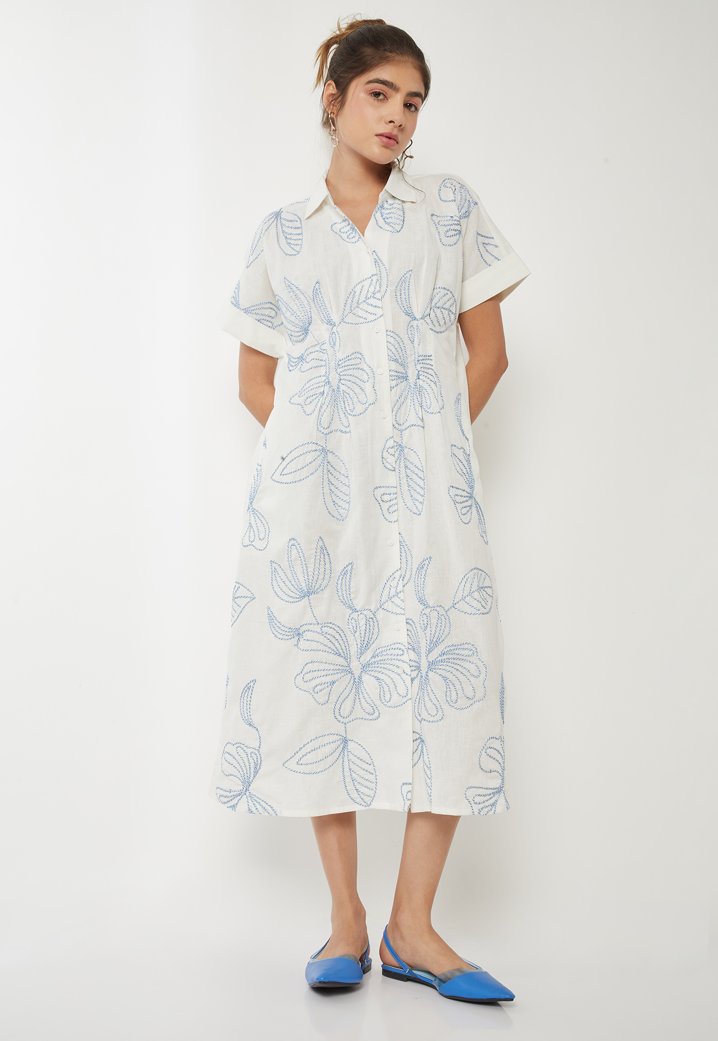 Women Embroidered Shirt Dress-picture-13