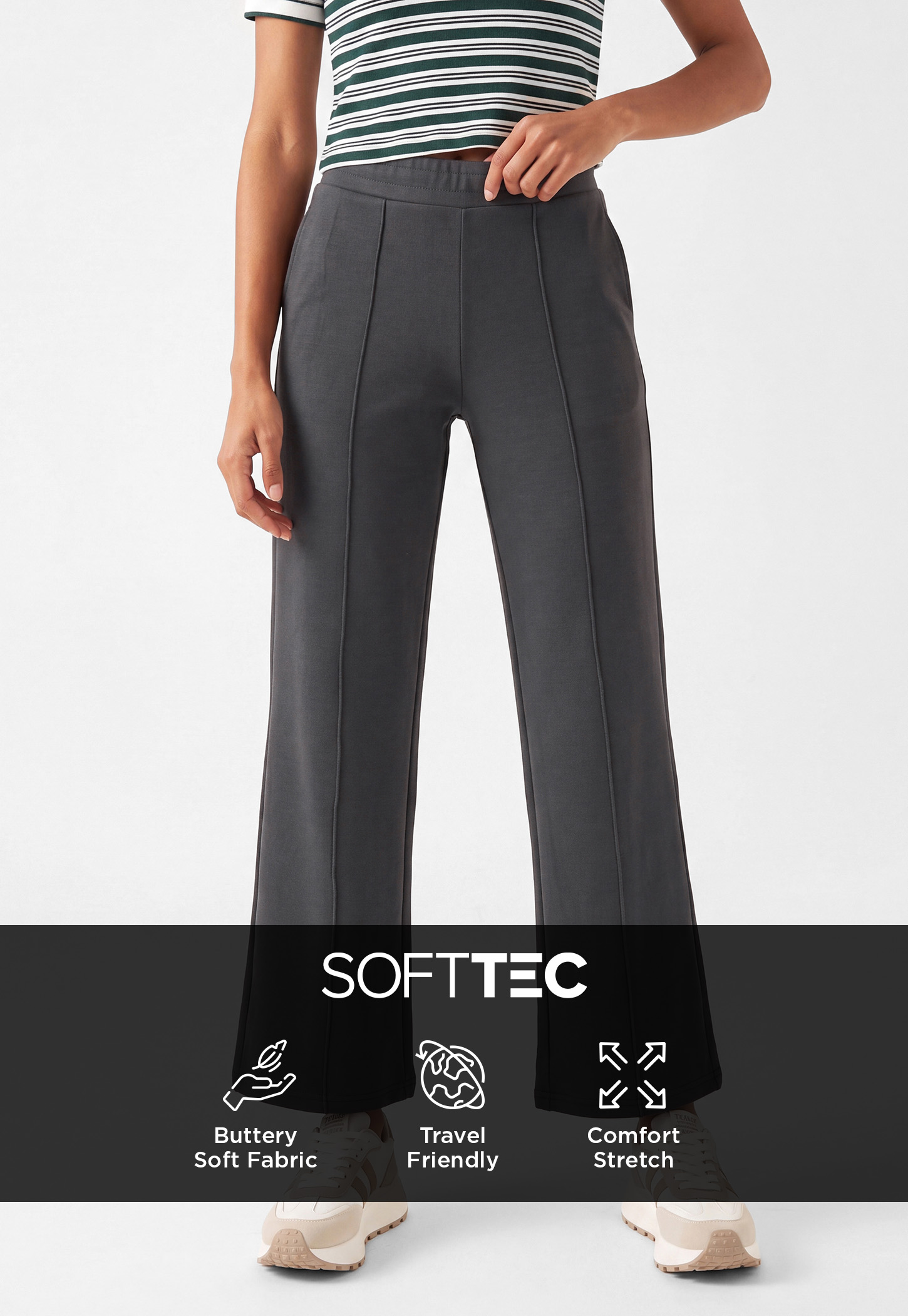 Women Pintuck Wide Leg Sports Track Pants-picture-27