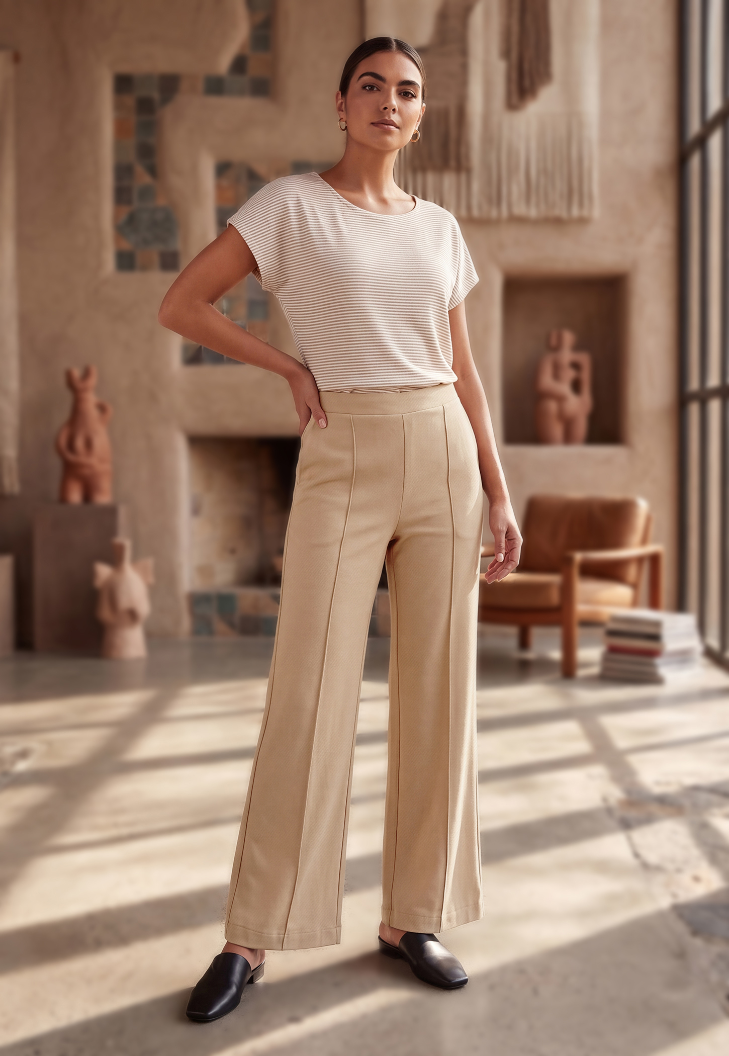 Women Solid Relaxed Trousers-image-12