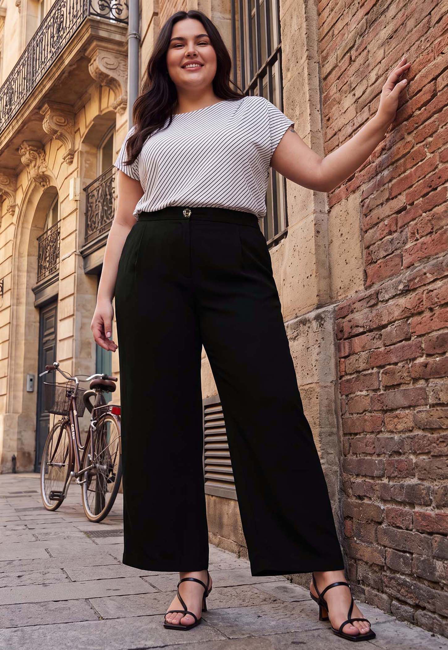 Women Solid Wide Leg Trousers