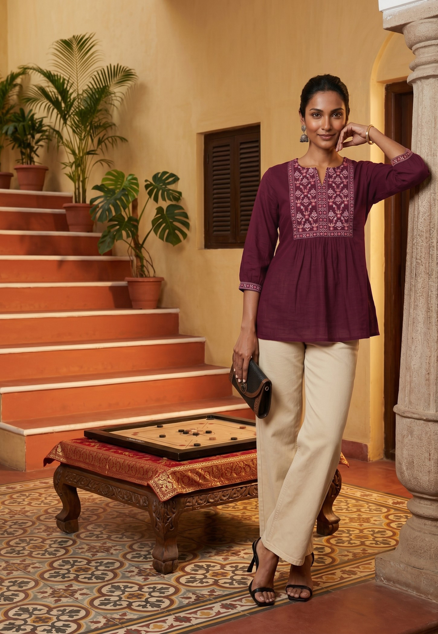Women Embroidered A-line Kurti-picture-24