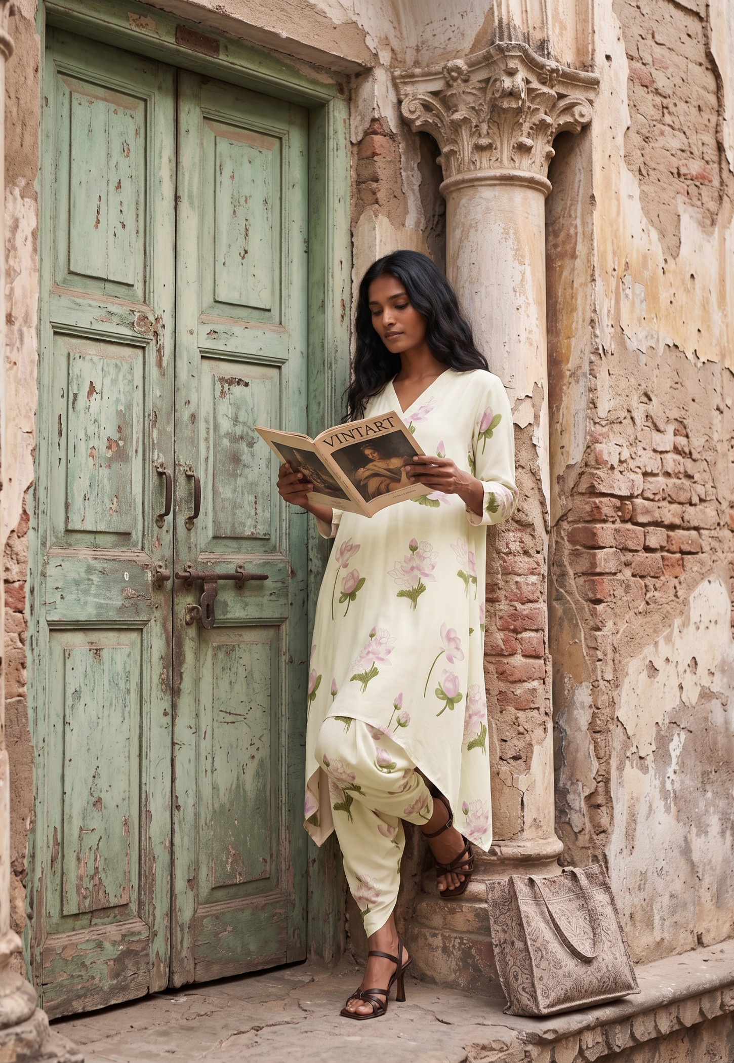 Women Floral Print High-Low Kurta-image-19