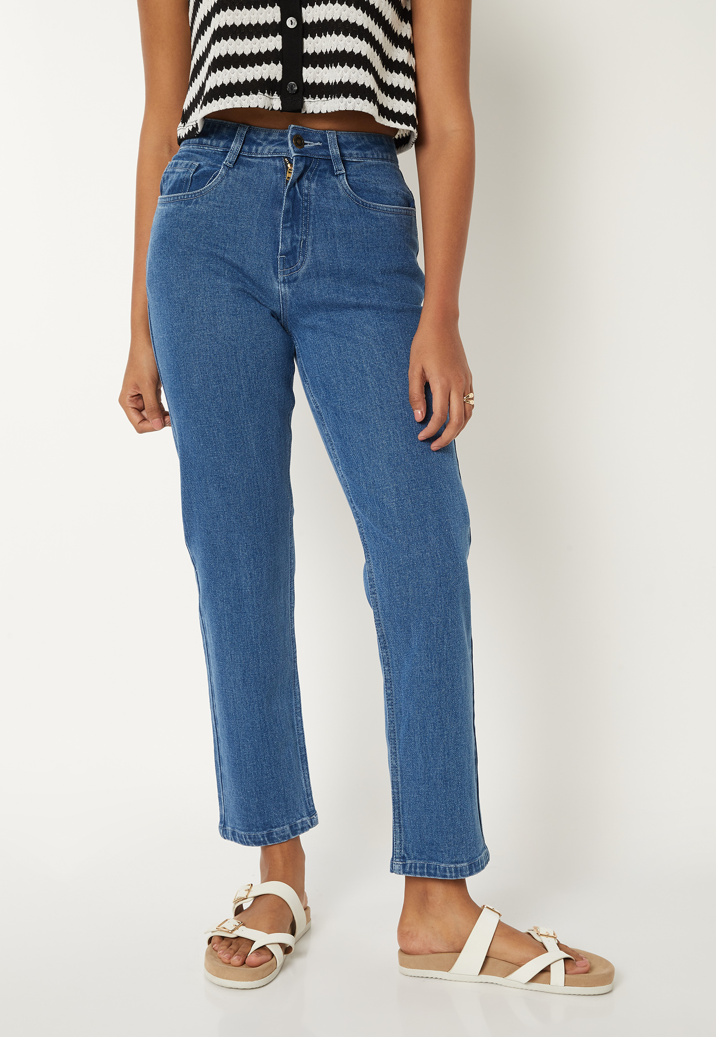 Women Solid High Rise Straight Fit Jeans-picture-40