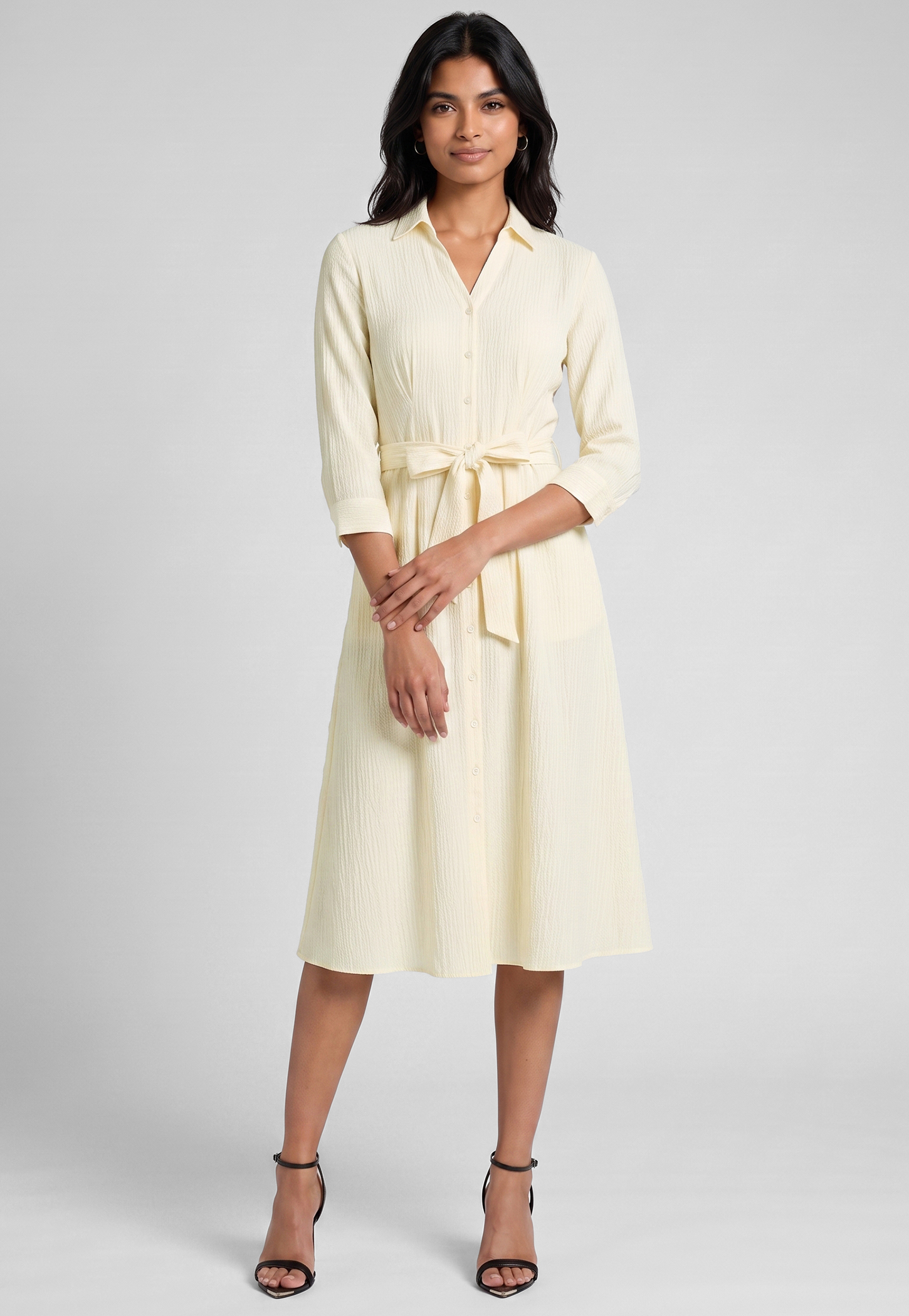 Women Solid Belted Midi Dress-picture-31