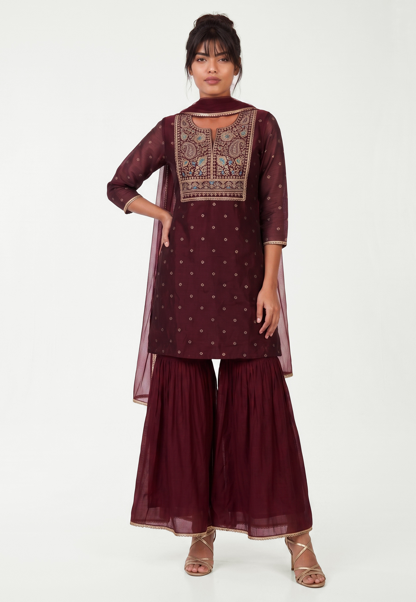 Women Embroidered Sharara Kurta Set-picture-36