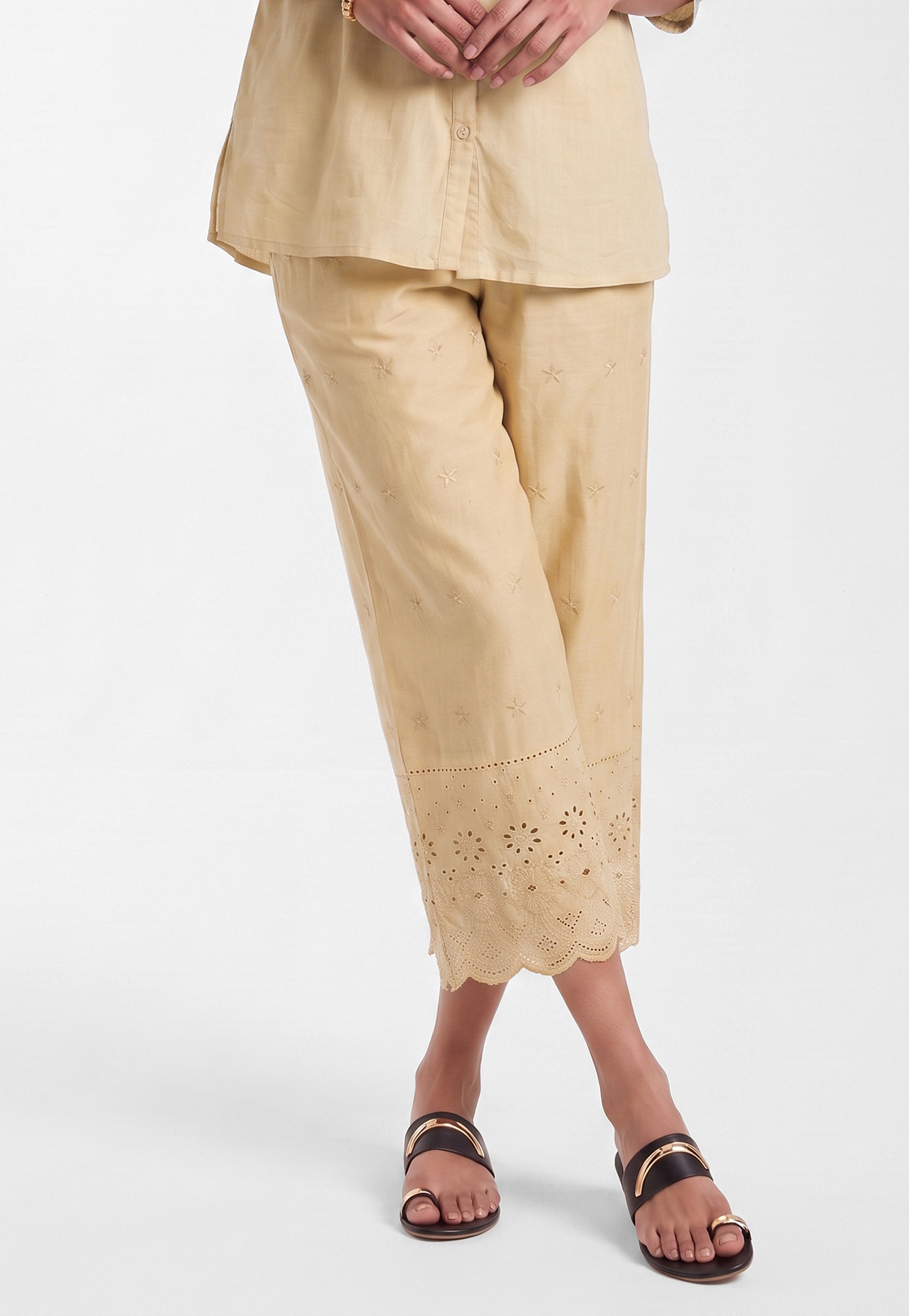 Women Embroidered Hem Palazzos-image-23