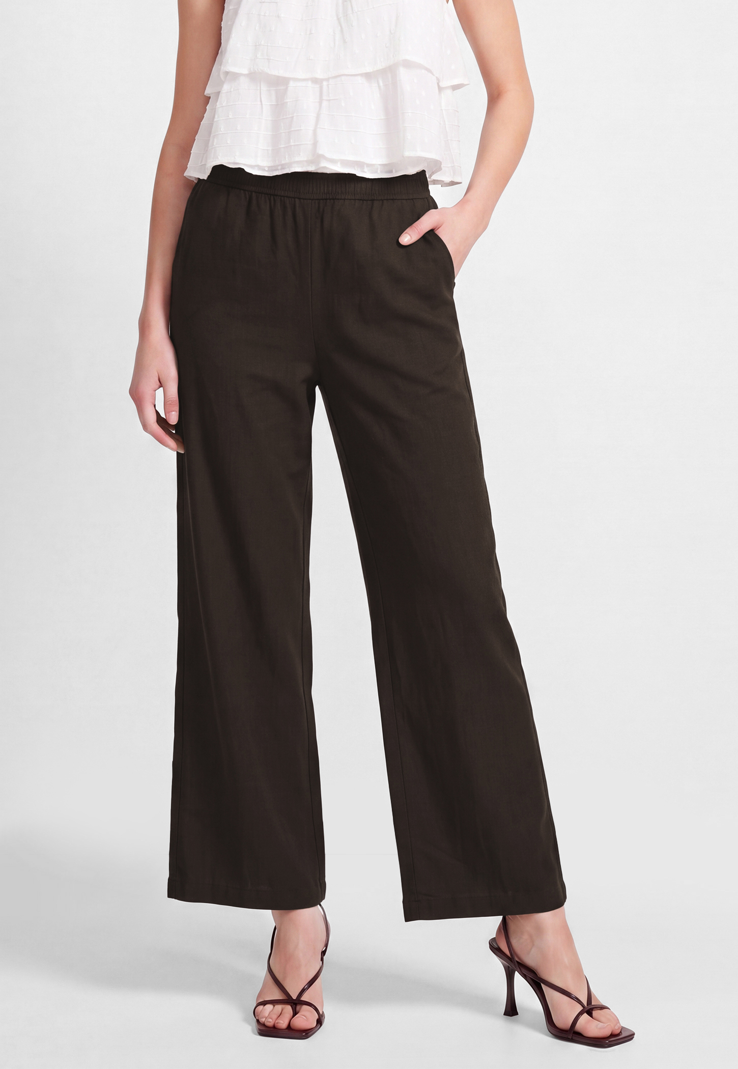 Women Solid Pull-on Pants-picture-15