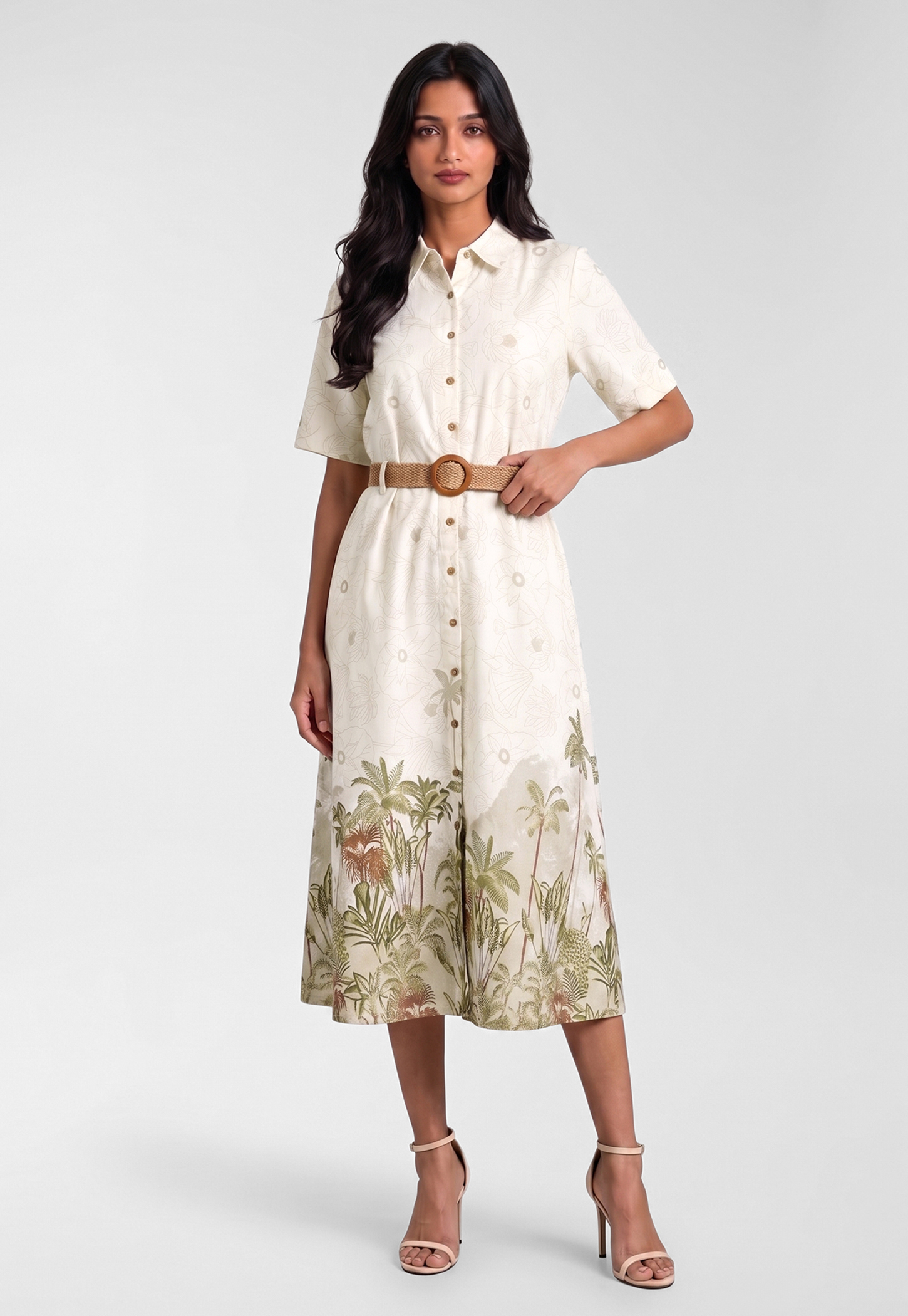 Women Printed Midi Dress with Belt-picture-46