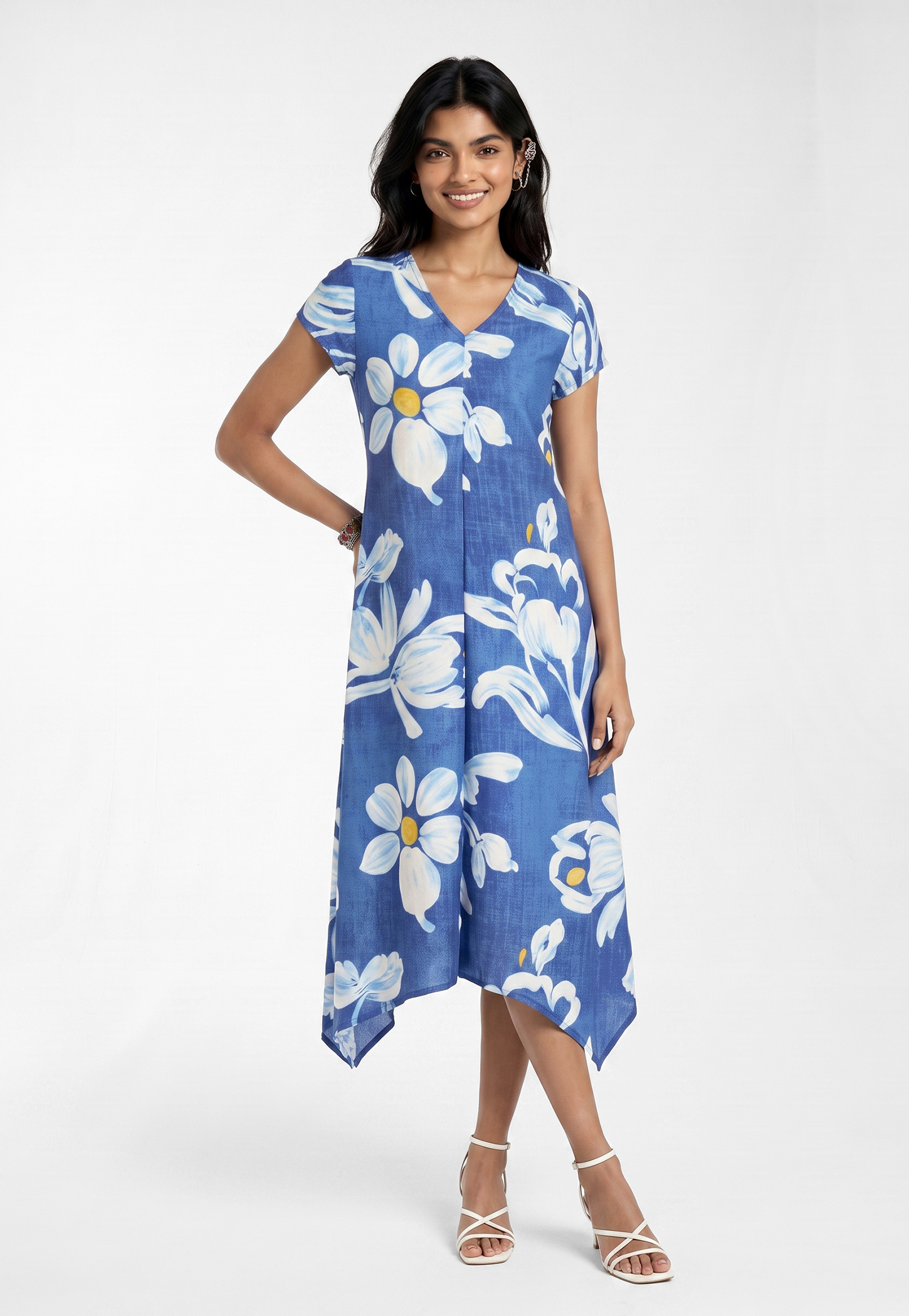 Women Floral Print Asymmetric Dress-picture-15