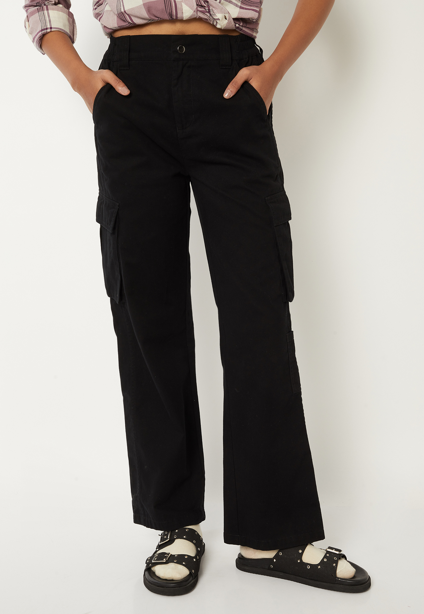 Women Solid Cargo Jeans-picture-33