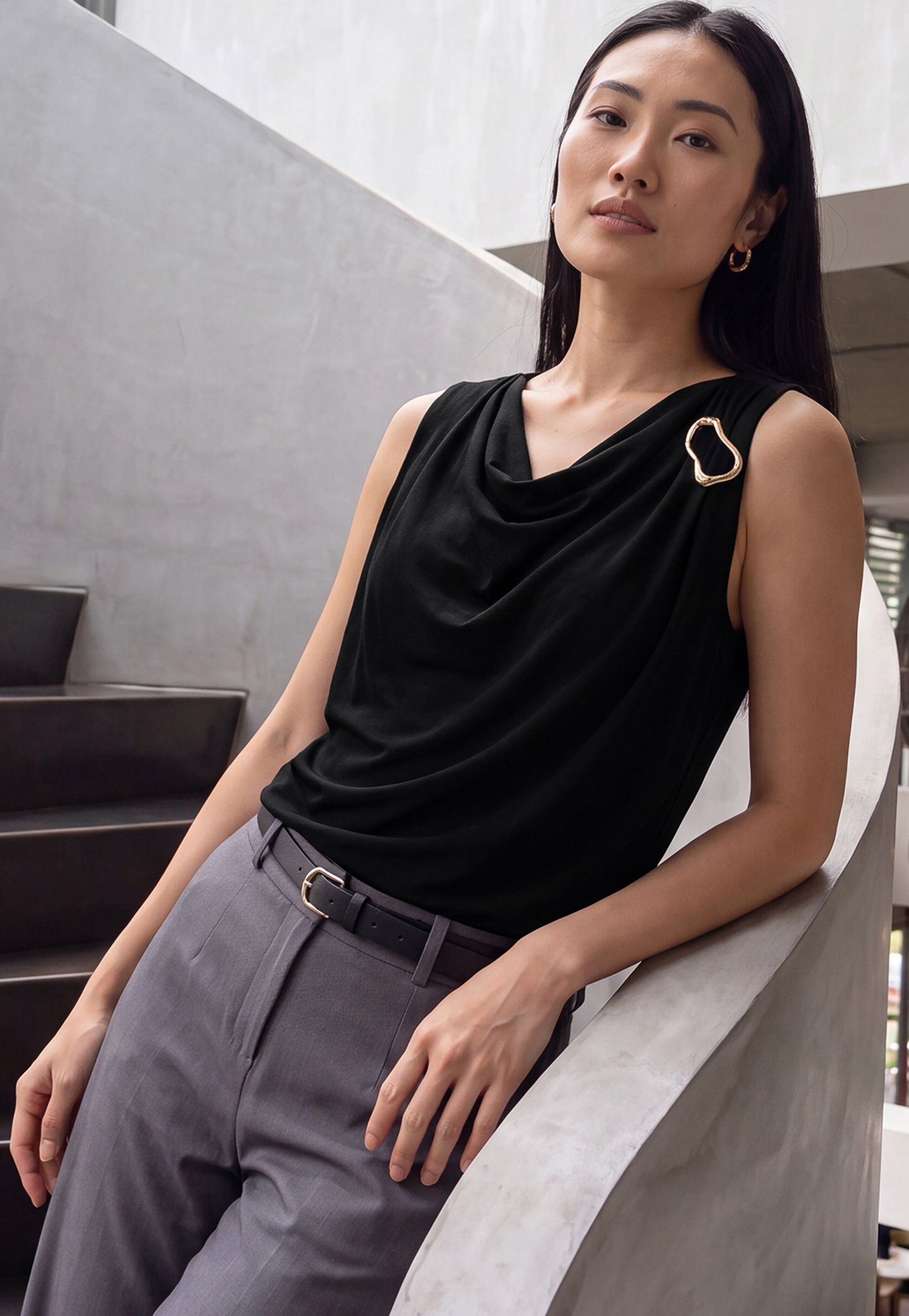 Women Solid Cowl Neck Top-picture-22