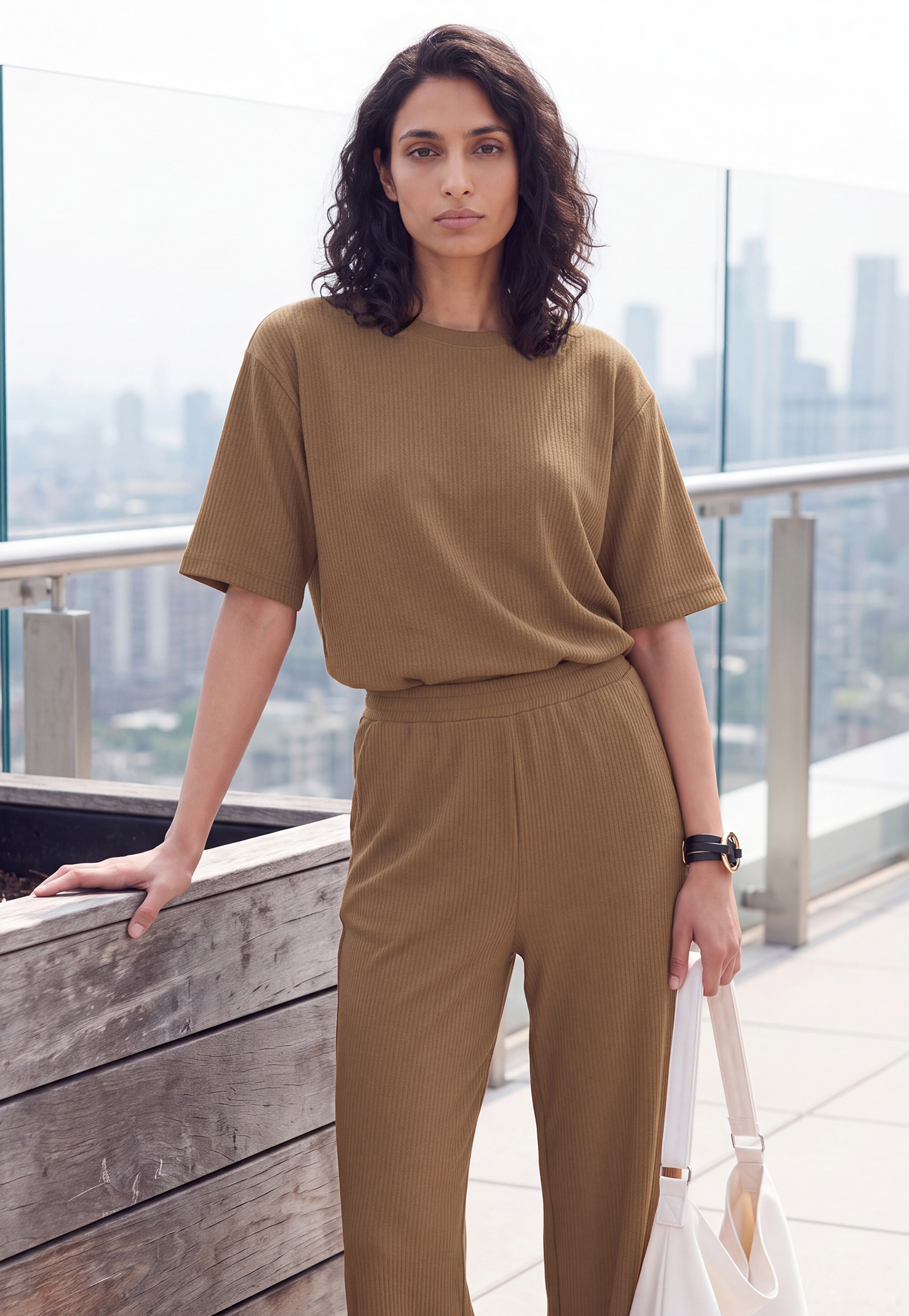 Women Ribbed Drop-Shoulder T-shirt-picture-37