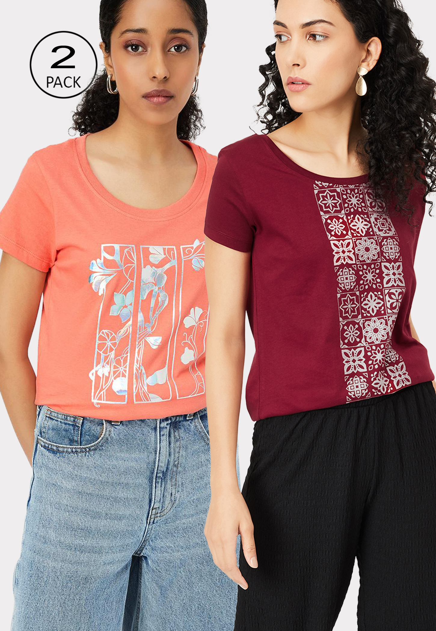 Women Printed T-shirt - Pack of 2-picture-31